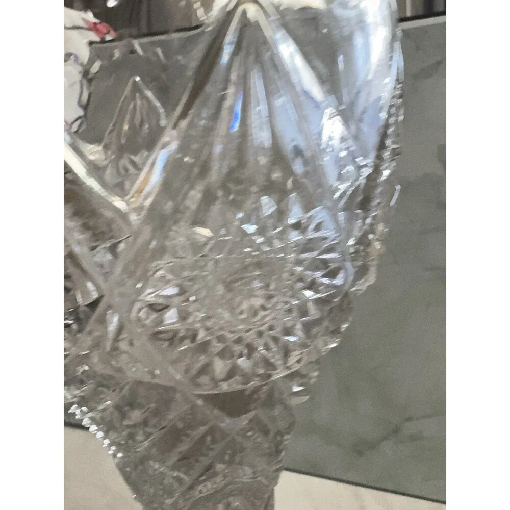 Vintage Cut Crystal Pedestal Vase 9